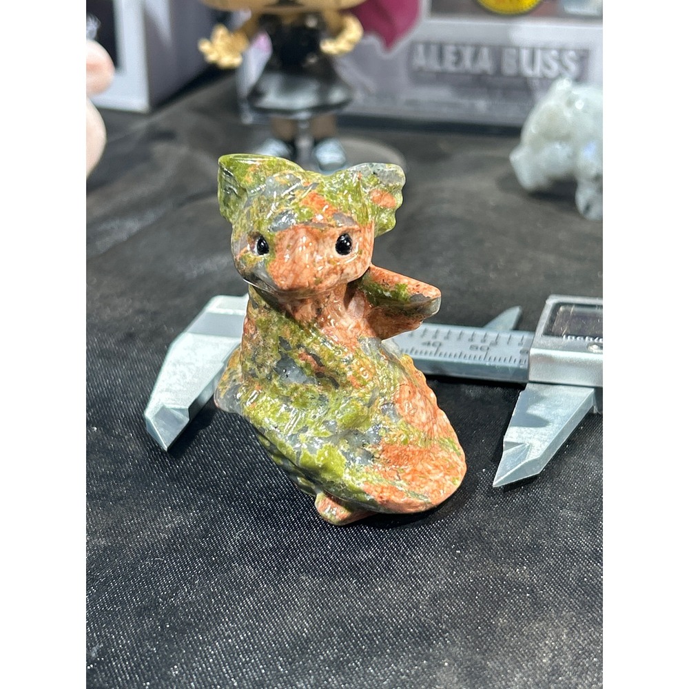 Unakite Baby Dragon Figurine Hand Carved Stone Dinosaur Mini Sculpture